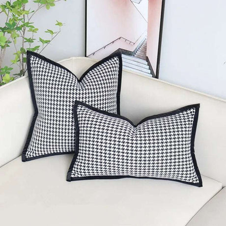 Black and White Houndstooth Check Pillow Black and White Houndstooth Check Pillow 1005003782708871-linen cotton-45X45cm(case only) throw pillows 41