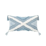 Blue Geometric Tufted Bohemian Pillow Covers Tassels Lengthen Bedroom Sofa Pillow Case For Living Room Sofa Home Decoration - Julia M LifeStyles