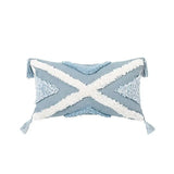 Blue Geometric Tufted Bohemian Pillow Covers Tassels Lengthen Bedroom Sofa Pillow Case For Living Room Sofa Home Decoration - Julia M LifeStyles