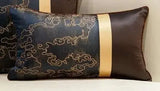 Blue Gold Jacquard Cushion Cover - Julia M LifeStyles