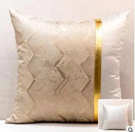 Blue Gold Jacquard Cushion Cover - Julia M LifeStyles