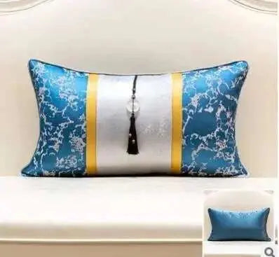 Blue Gold Jacquard Cushion Cover - Julia M LifeStyles
