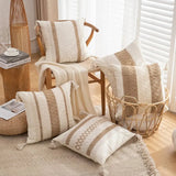 Bohemian Linen Fringed Throw Pillow Cover – Embroidered Decorative Cushion - Julia M LifeStyles