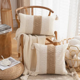 Bohemian Linen Fringed Throw Pillow Cover – Embroidered Decorative Cushion - Julia M LifeStyles