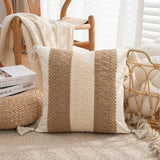 Bohemian Linen Fringed Throw Pillow Cover – Embroidered Decorative Cushion - Julia M LifeStyles