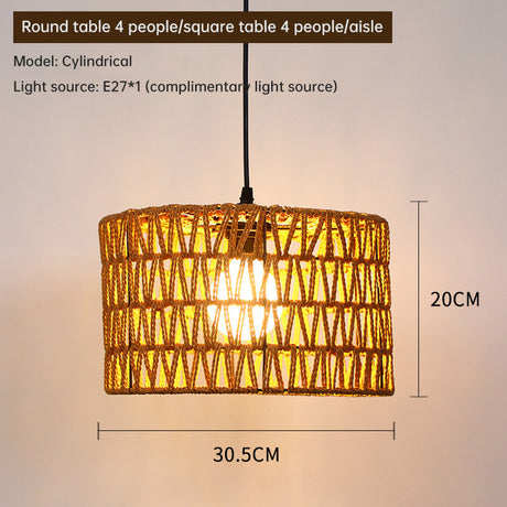 Chandelier, Household, Commercial, Hemp Rope Lamp, Retro Industrial Style, Single Head Corridor, Restaurant Lamp