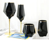 Pure Black Crystal Golden Edge Wine Glass Goblet Light Luxury Irregular Model Room Special Champagne Cup Whiskey Beer Glasses