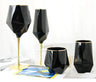 Pure Black Crystal Golden Edge Wine Glass Goblet Light Luxury Irregular Model Room Special Champagne Cup Whiskey Beer Glasses