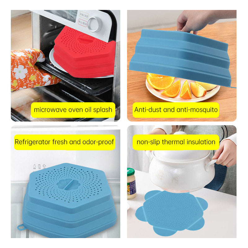 Microwave Oven Anti Spluttering Lid Collapsible Silicone Microwave Food Cover with Plate Microwave Cover lids - Julia M LifeStyles