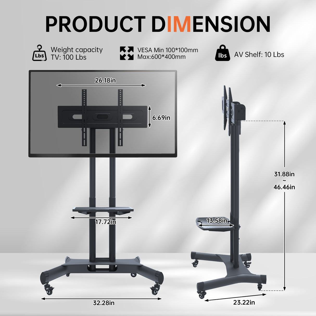 Universal Rotating TV Stand, Suitable for 32-80 inch TVs, Tiltable Desktop TV Stand, Maximum VESA 600x400mm (Black)