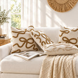 Bow Line Embroidered Pillow Cover