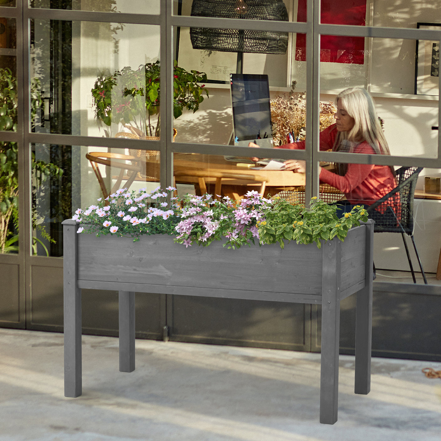 Raised Garden Bed with Legs, Elevated Wooden Planter Box for Outdoor Plants - Julia M LifeStyles