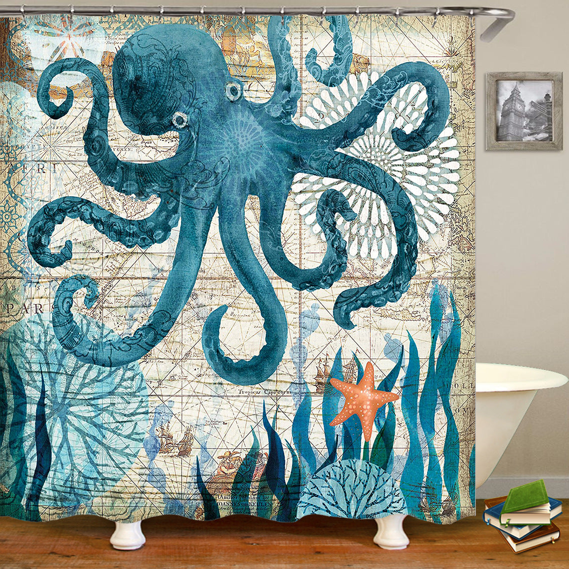 sea worldl Style Pattern Bathroom Shower Curtain