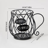 Elegant Wrought Iron Coffee Capsule Organizer & Dispenser – Large Capacity for Nespresso & Keurig