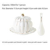 Creative Ceramic Pumpkin Cup, Steamed Egg Cup, Stewed Pot with Cover, Pure White Mini Bird's Nest Cup, Soup Cup - Julia M LifeStyles