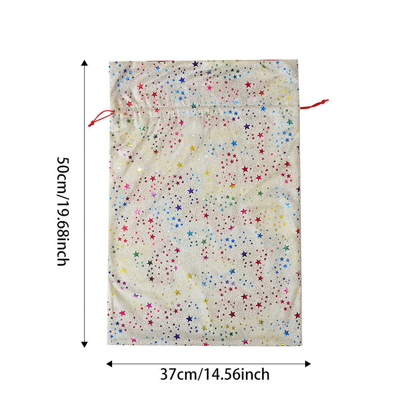 Christmas gift bag, gold foil five pointed star children's gift bag, Dutch velvet rainbow drawstring gift bag eprolo