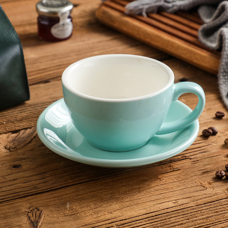 Nordic Ceramic Latte Cup – 300ml Artisan Coffee Cup with Contrast Rim