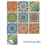 Mosaic 10-Piece Imitation Ceramic Tile Stickers Set for Home Decoration