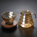 Handmade Japanese 500ml Brown Glass Mini Coffee Pot Set