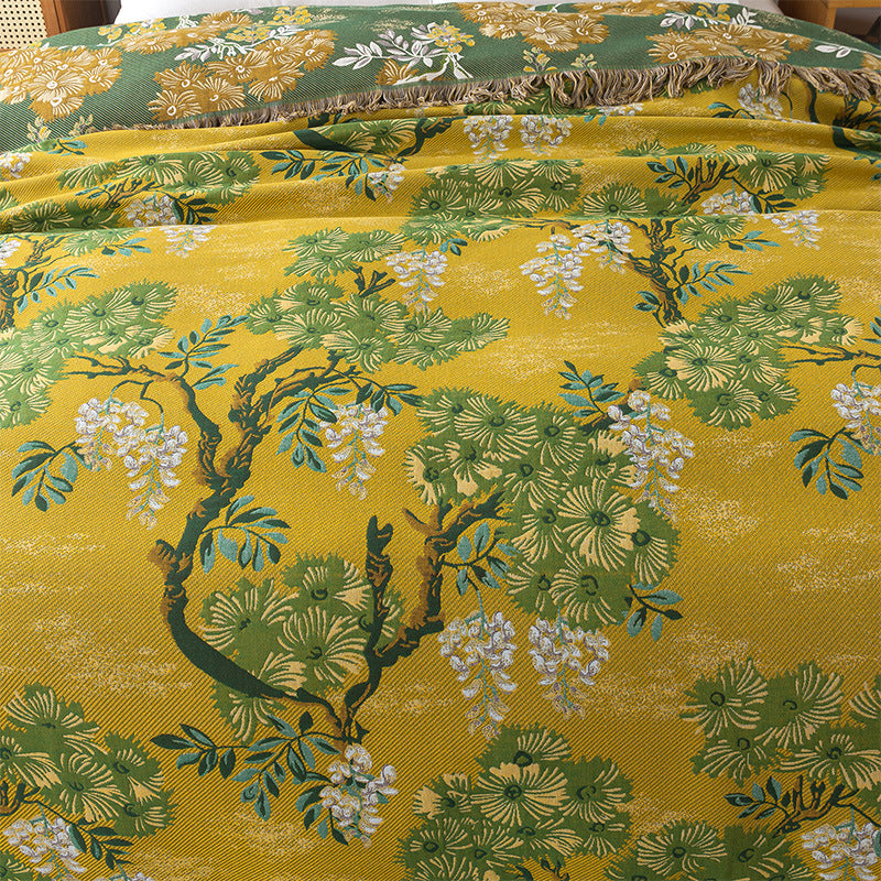 Jungle Style Double-Sided Cotton Gauze Blanket – All-Season Reversible Throw