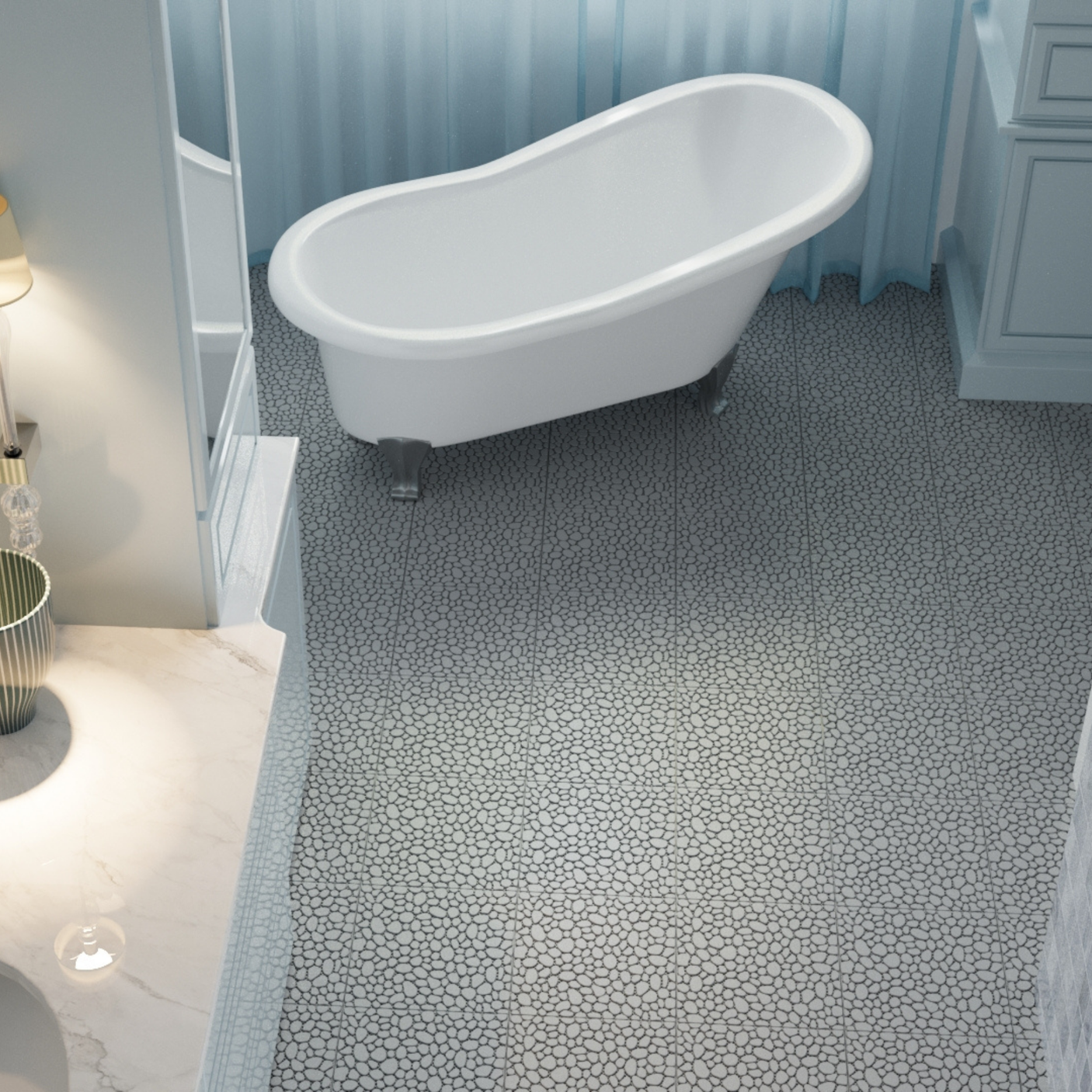 12 x 12 inch gray interlocking deck tiles, plastic waterproof pebble pattern, pack of 12 pieces - Julia M LifeStyles