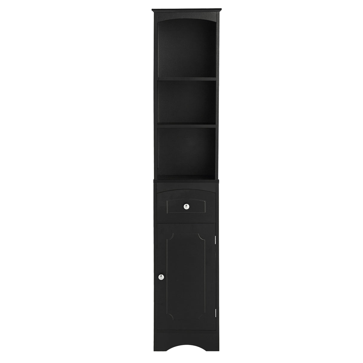 Tall Bathroom Cabinet, Freestanding Storage Cabinet with Drawer, MDF Board, Adjustable Shelf, Black