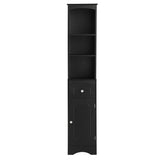 Tall Bathroom Cabinet, Freestanding Storage Cabinet with Drawer, MDF Board, Adjustable Shelf, Black