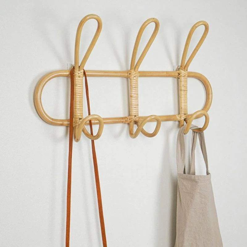Kids Room Decor Hanger Rattan Wall Hooks Kids Garments Organizer Rack Clothes Hat Hanging Hook Rattan Hanger eprolo