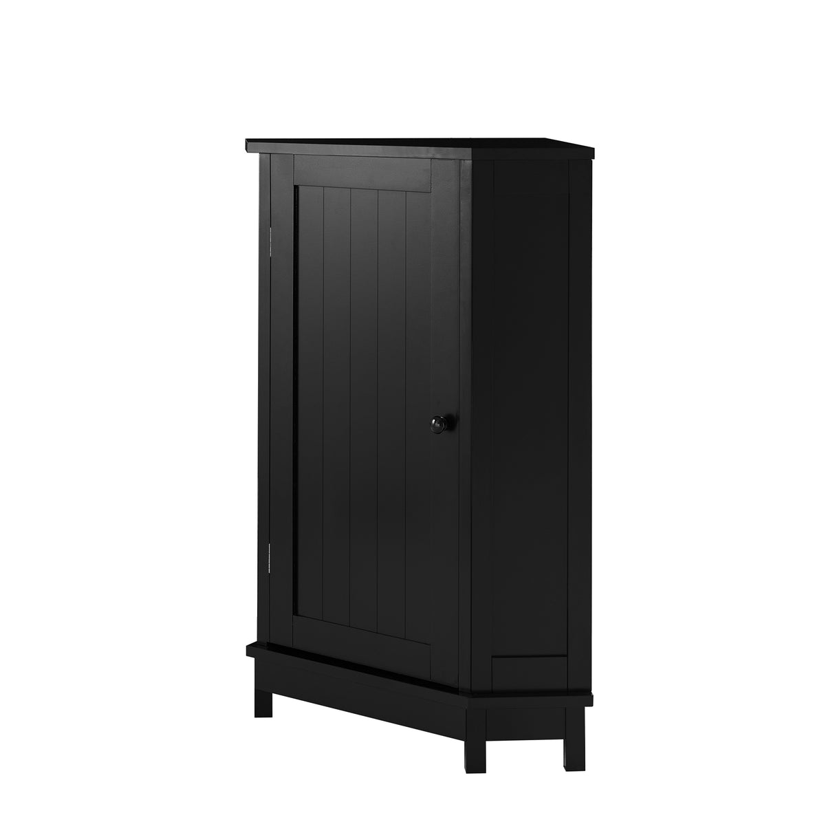 Black Bathroom Cabinet Triangle Corner Storage Cabinet with Adjustable Shelf Modern Style MDF Board
