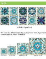 Mosaic 10-Piece Imitation Ceramic Tile Stickers Set for Home Decoration