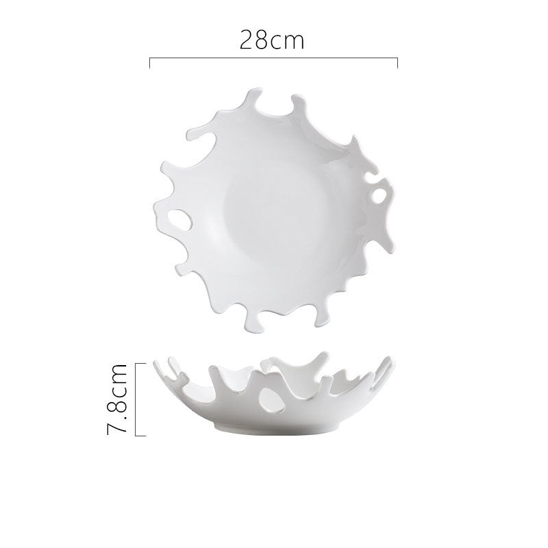 Pure White Creative Vegetable Bowl Salad Bowl Ceramic Bowl Plate Tableware Household Good-Looking Bowl Fruit Bowl Soup Noodle Dessert Bowl