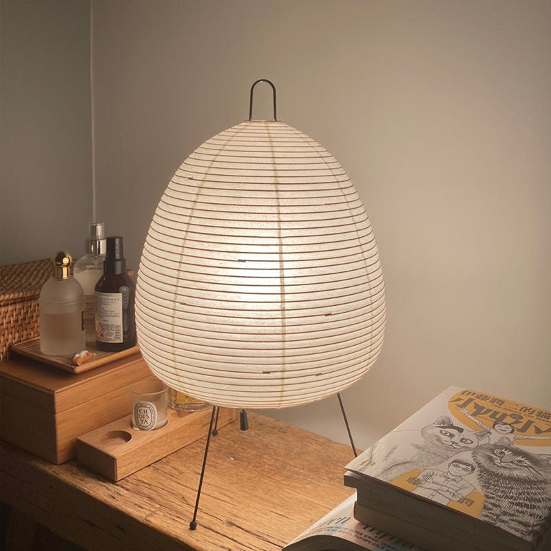 Japanese retro rice paper table lamp style wabi sabi style ins cross-border high-end atmosphere bedside table lamp Julia M Home & Kitchen