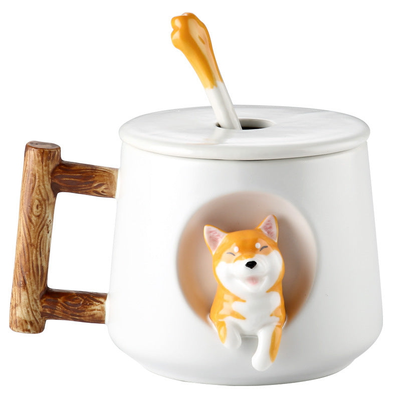 Cute Ceramic Mug with Lid & Spoon for Couples