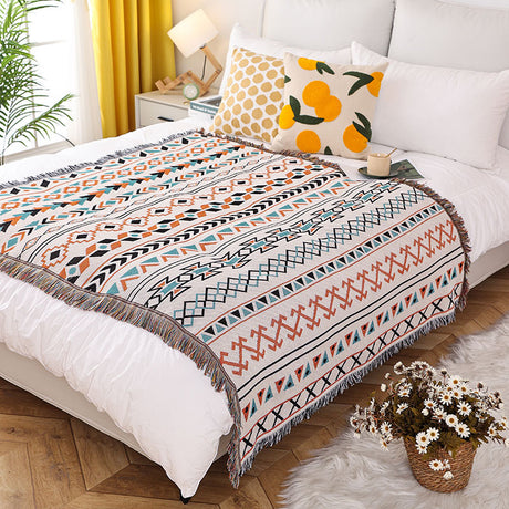 Artistic Cotton-Acrylic Knit Throw Blanket – Elegant American Style Designs