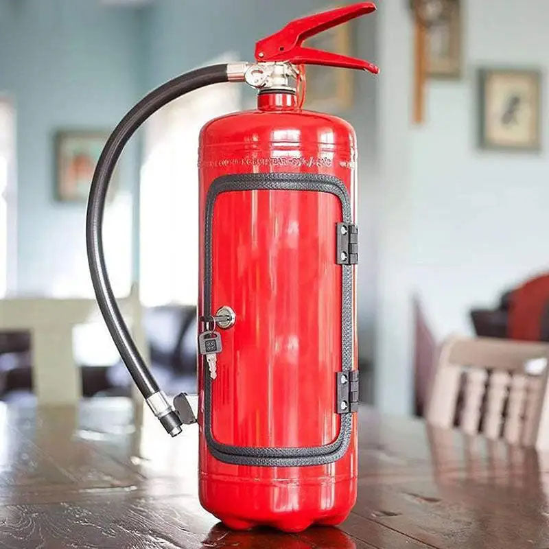 Fire Extinguisher Shape Wine Box Mini Bar Wine Cabinet Crafts Ornaments Decoration Champagne Liquor Storage Box Fireman's Gift eprolo