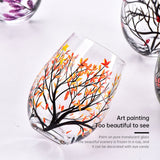Light luxury ins crystal glass wine glass hand-painted household goblet four seasons painted wine glass - Julia M LifeStyles