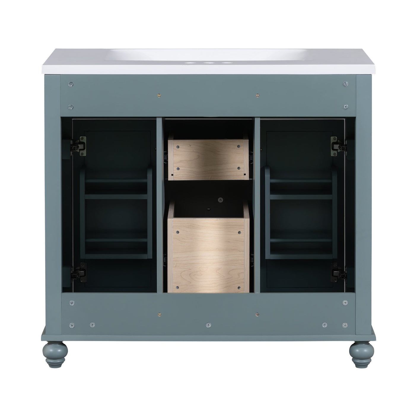 36 "bathroom makeup cabinet with resin sink combination and 2 drawers, with soft closing door, blue color eprolo