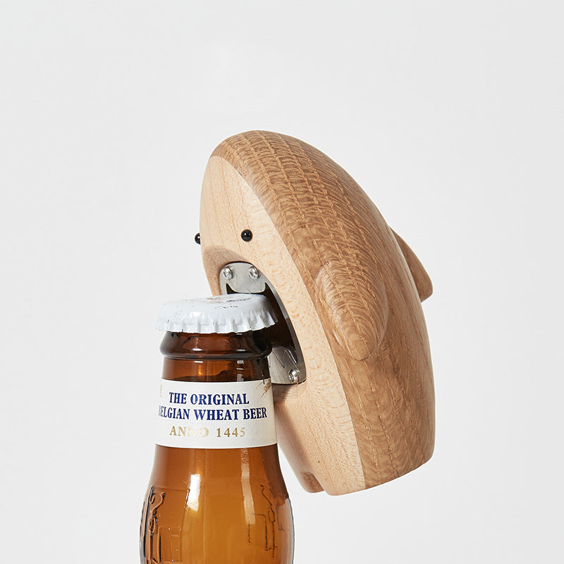 Solid wood shark beer bottle opener creative personality cute screwdriver desktop decoration home cartoon bottle opener decoration - Julia M LifeStyles