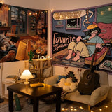 Cartoon-Style Cotton Bedside Tapestry for Dormitory Decor - Julia M LifeStyles