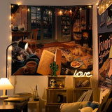 Cartoon-Style Cotton Bedside Tapestry for Dormitory Decor - Julia M LifeStyles