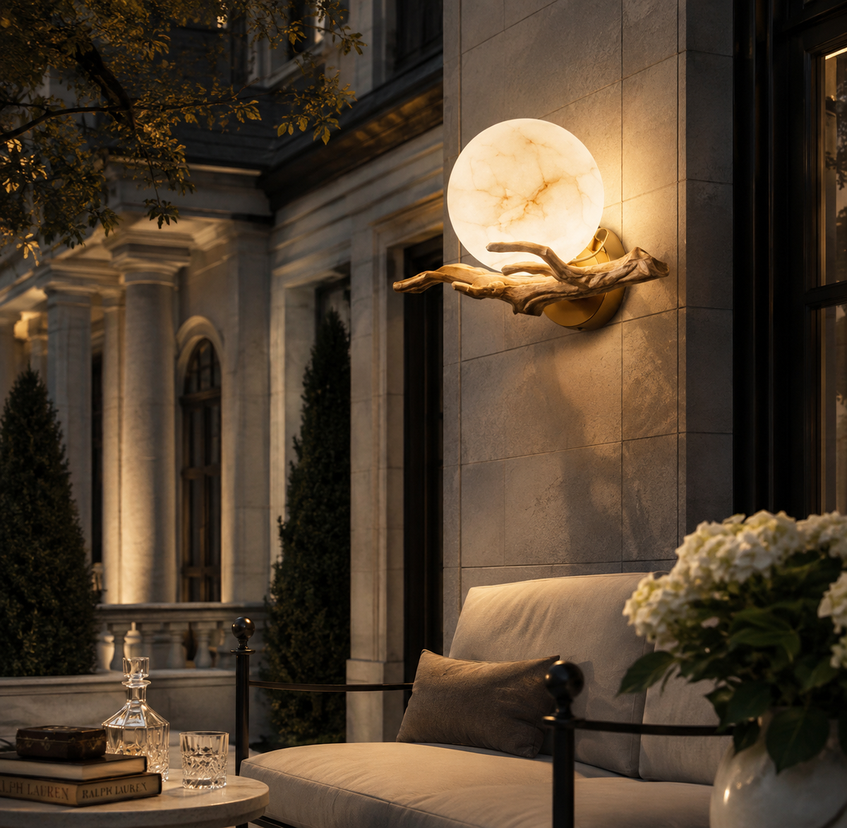 Carrara Marble Outdoor Wall Sconce