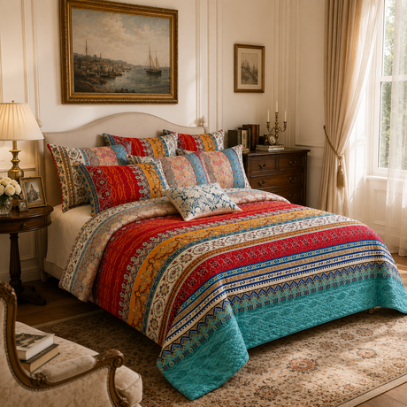 The Siena Boheme™ Linen-Inspired Duvet Cover Set  Warm Earth Tones. Timeless Comfort. Effortless Luxury.