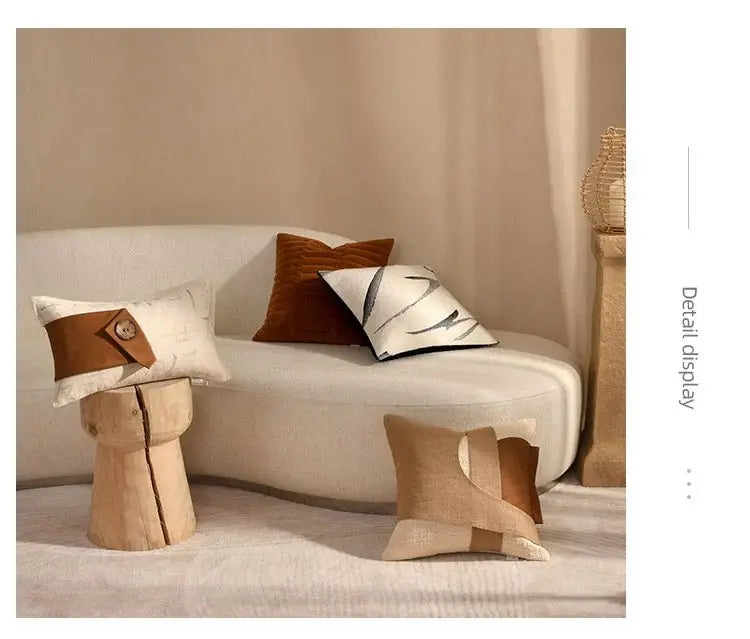 Classy Scandinavian Modern New Chinese Style Accessible Luxury Sofa Black and White Ink Painting Embroider Cotton Linen Classy Pillow Living Room Cushions - Julia M LifeStyles