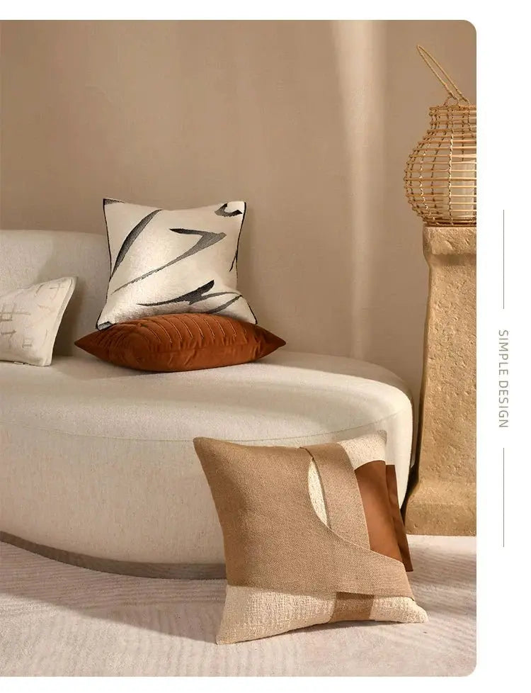 Classy Scandinavian Modern New Chinese Style Accessible Luxury Sofa Black and White Ink Painting Embroider Cotton Linen Classy Pillow Living Room Cushions - Julia M LifeStyles