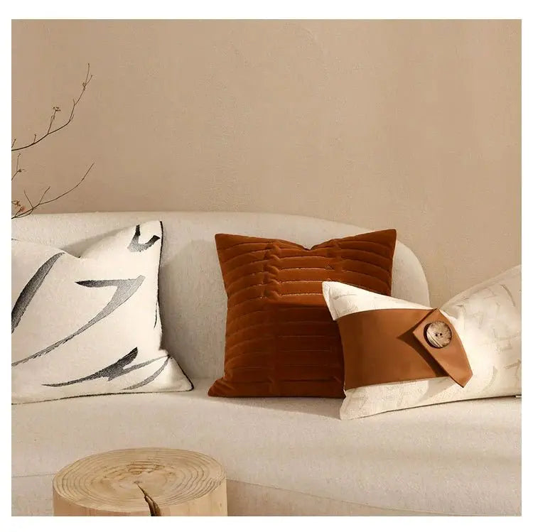 Classy Scandinavian Modern New Chinese Style Accessible Luxury Sofa Black and White Ink Painting Embroider Cotton Linen Classy Pillow Living Room Cushions - Julia M LifeStyles