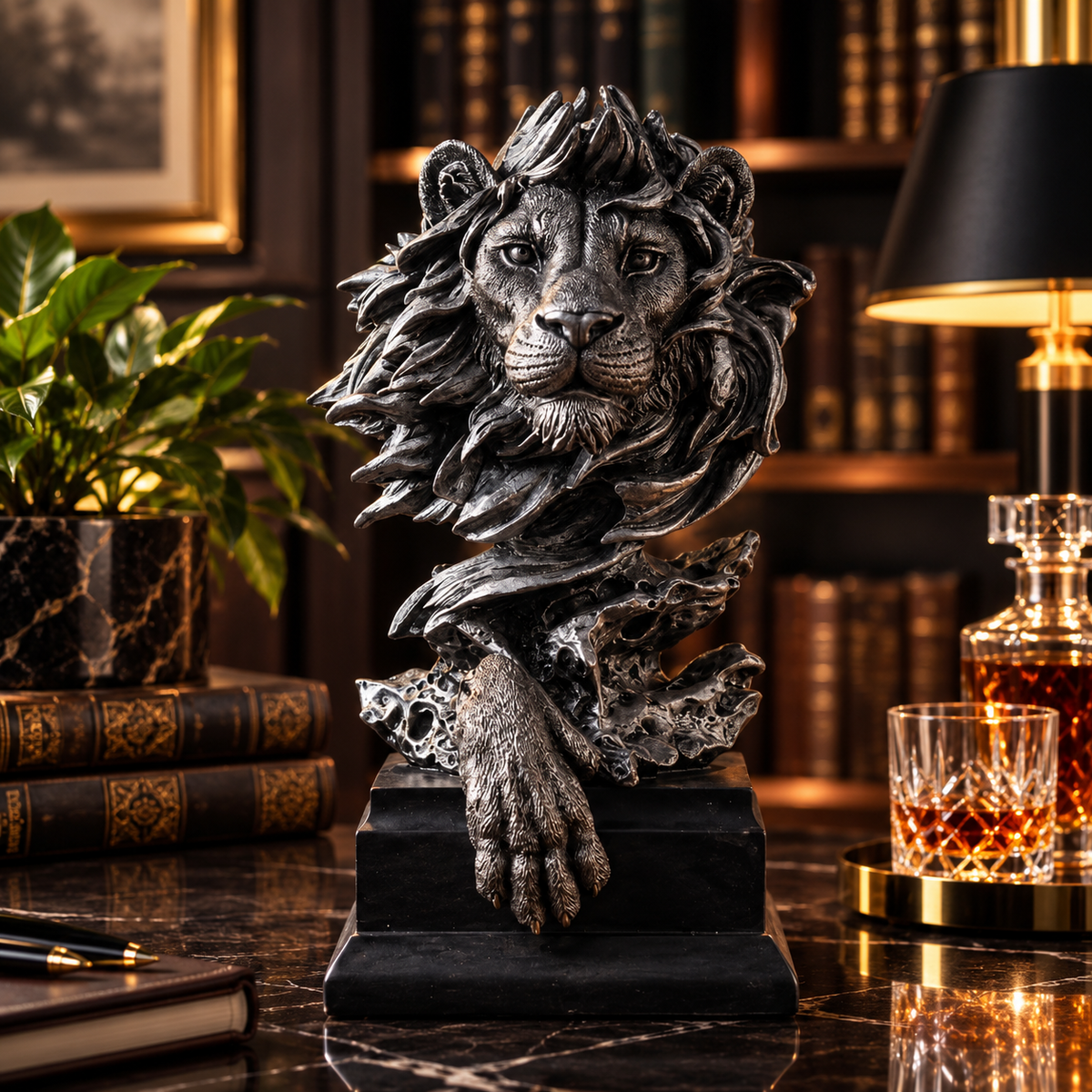 Abstract Art Lion Head Sculpture