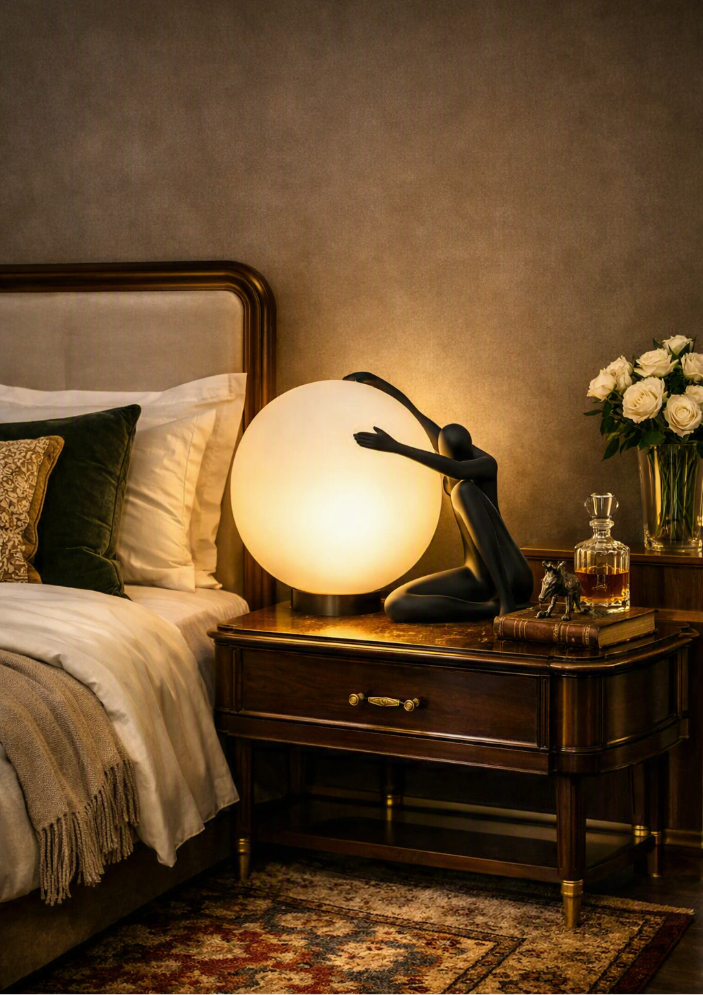 Nordic Art Floor Lamp Abstract Humanoid Holding Ball Vertical Light for Living Room Bedroom Creative Sculpture Decor Desk Lamps
