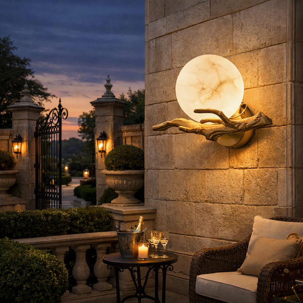 Carrara Marble Outdoor Wall Sconce