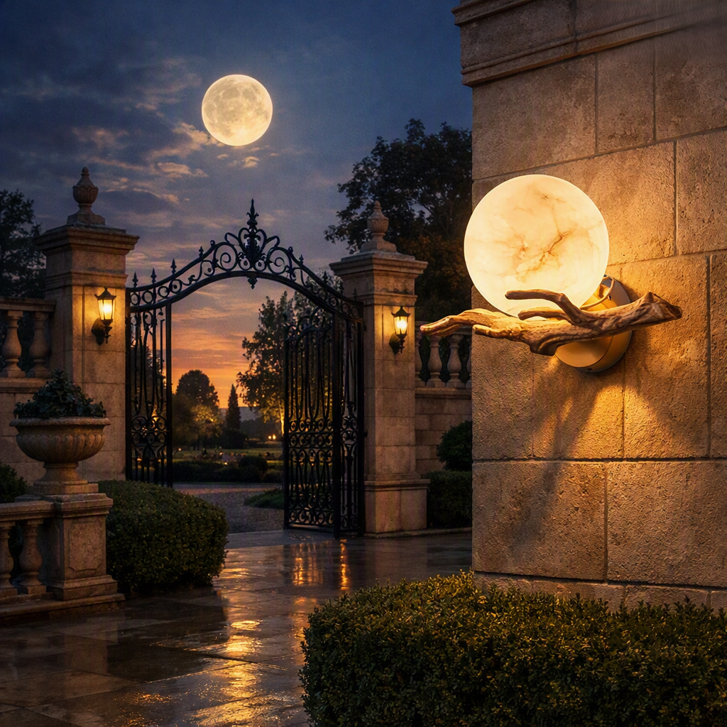 Carrara Marble Outdoor Wall Sconce