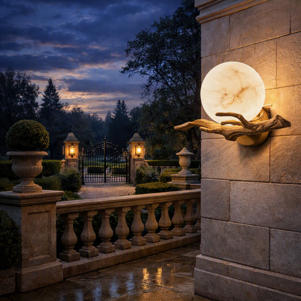 Carrara Marble Outdoor Wall Sconce